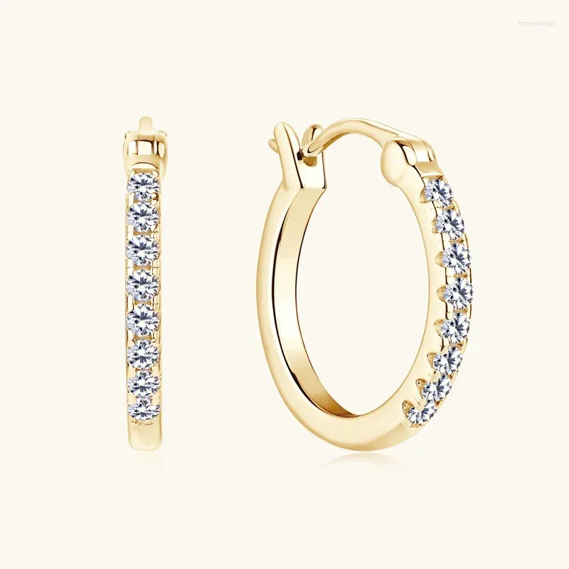 Boucles d'oreilles de cerceau Na 18K Gold plaqué de mossanite pierre S925 STERLING Silver Minimalist Huggies Women Fine Jewelry Drop