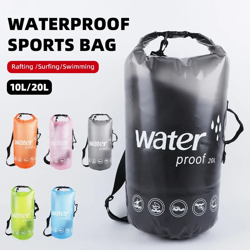 Taschen wasserdichte Trockenbeutel Rollen Top Leichter Trockenbeutel Rucksack 10 l/20 l Schwimmboot Kajak -Camping Strand Schwimmbeutel