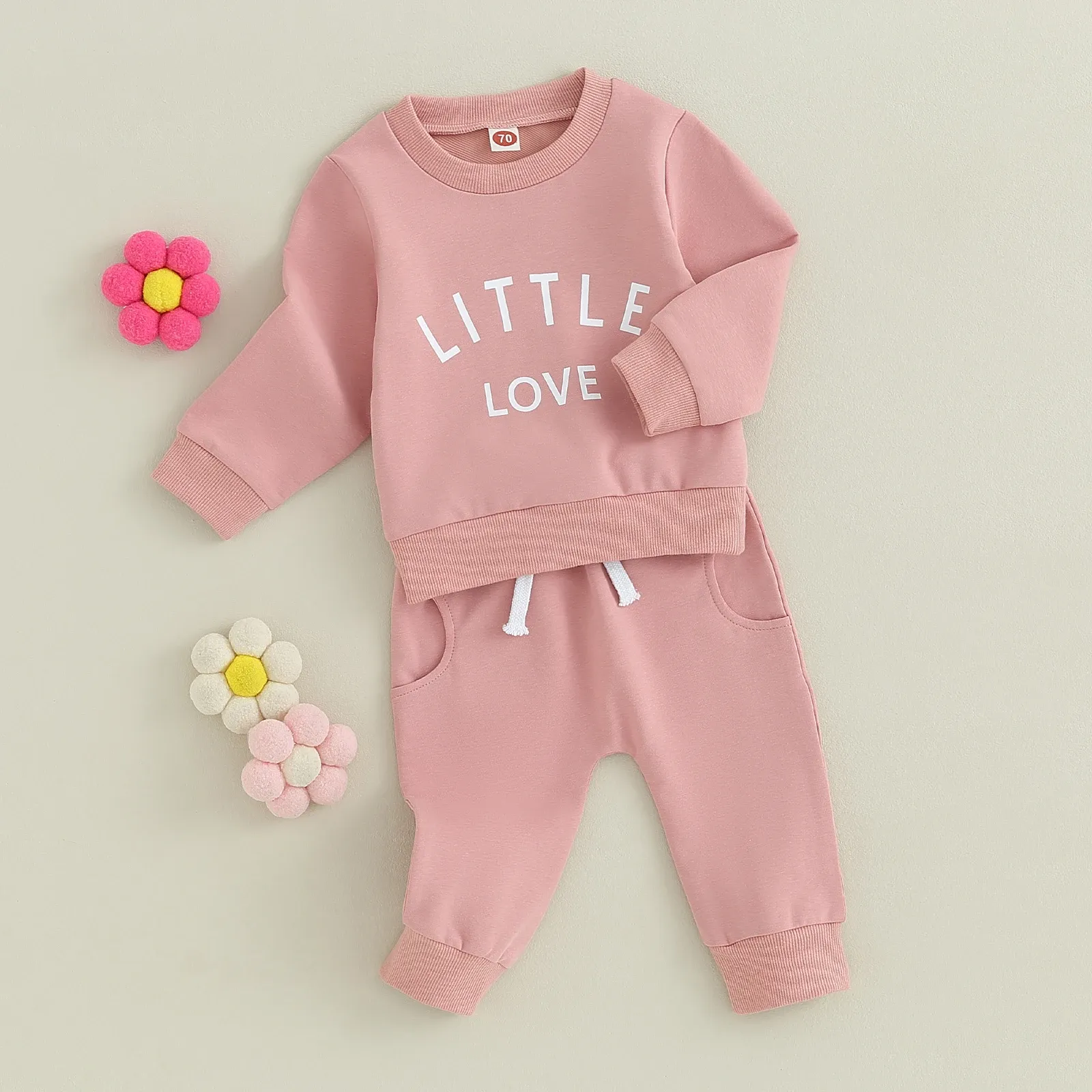 Ensembles Coton Casual Baby Girls Vêtements garçons Toddler 2pcs Fall Tenues Letter Crew Print Neck Sweatshirts à manches longues Pantalon Kids Suit