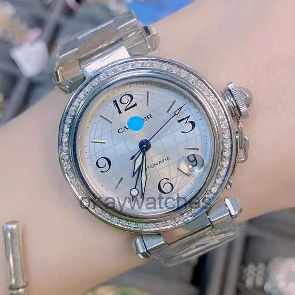 Diarfy działające automatyczne zegarki Carter New Women Watch Pasha Series Diamond Set Mechanical W31078M7