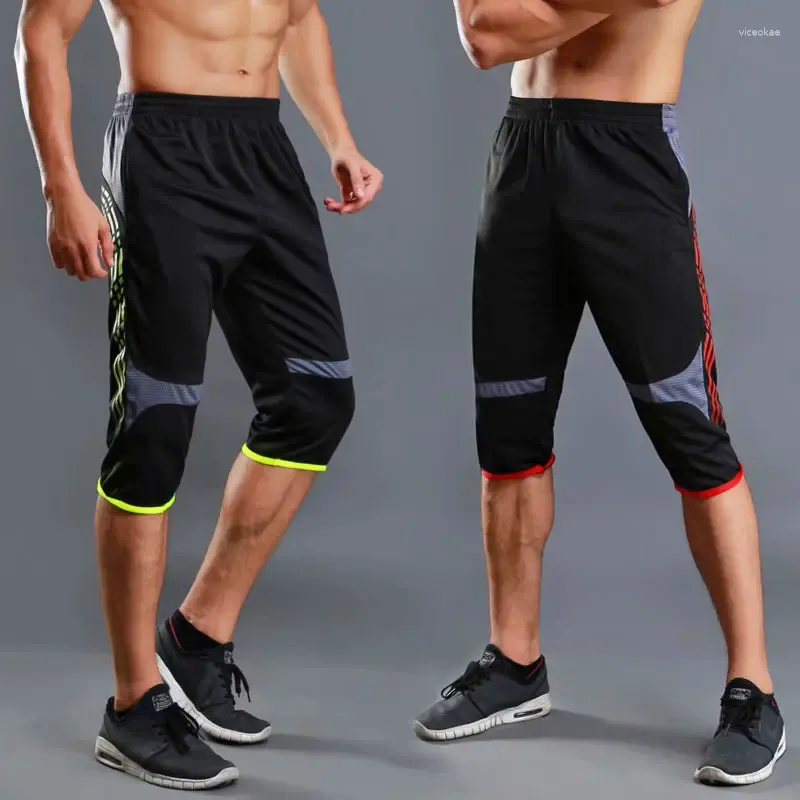 Men's Pants Summer Men Sports Striped Cropped Fitness Running Riding Train Quick Drying Breathable Loose Thin Large Size Shorts