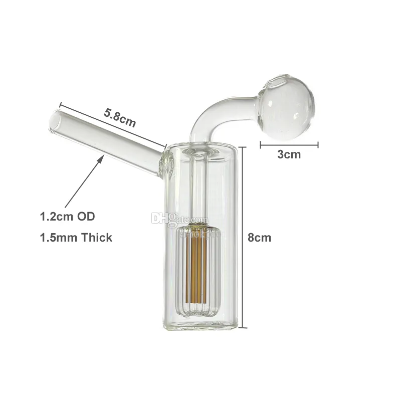 Smokpro Glass Bubbler Oil Burner Smoke Pipe med 3 cm skålhuvud tjockt Pyrex Glass Rökningsvatten Hookah Mini Bong Percolator Diffusor