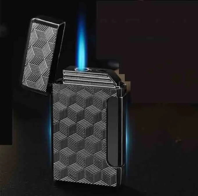 Dernière presse latérale jet plus léger 8 couleurs gonflable en métal pas de gaz à gaz bobine-butane lighters Lighters Tool Aym accessoires