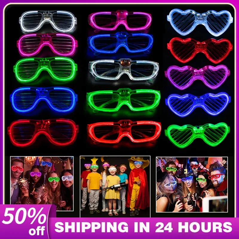 Occhiali da sole 20/10/30/40/50 PC GLOW in The Dark Glasses Light Up occhiali a LED al neon Favori occhiali da sole per bambini adulti decorazioni