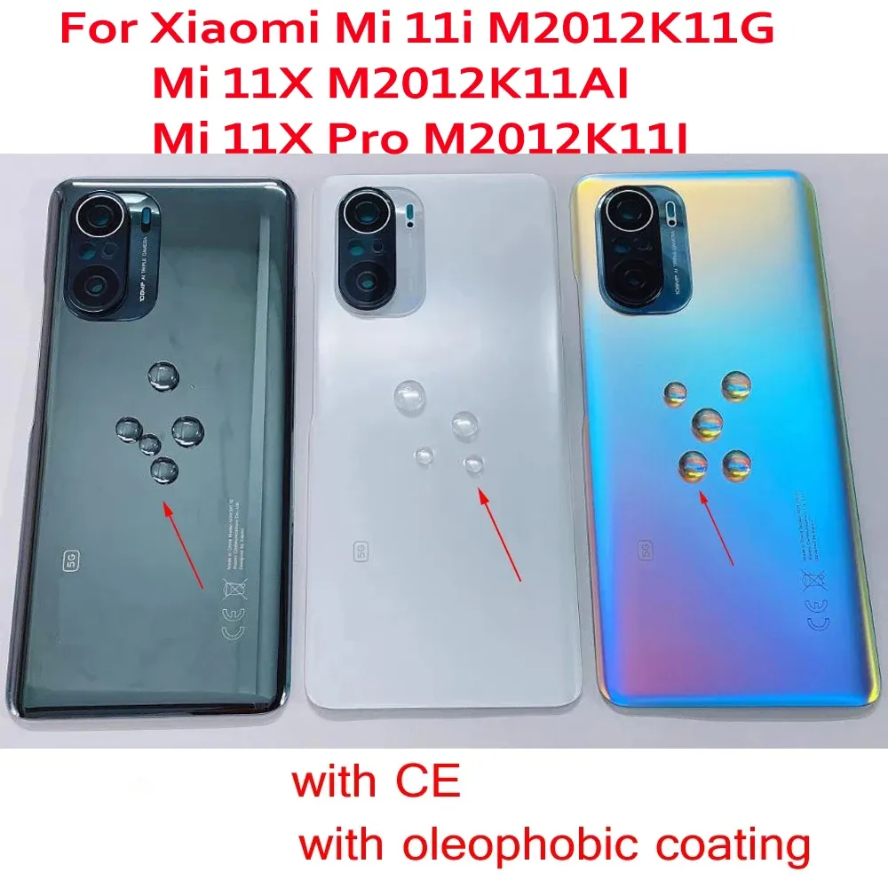 Ramar original nytt glas baksida för xiaomi mi 11i 11x batteri bakre bostadsdörrväska + kamera lins skal mi11x pro mobilt lock