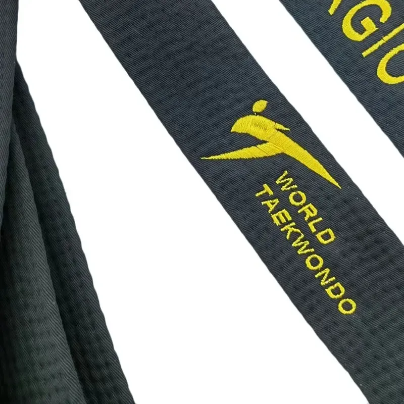 Produtos wtf kukkiwon taekwondo Black Bording Bordworth Largura 5 poliéster Cotton Cotton Martial Sports Treinador de cintura Nome personalizado