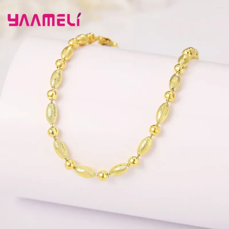 Braccialetti Link originale 925 Solid Silver Charm Bracciale Oro Colore Golds Perle Wen Women Women Reg Repone Bolristband Gioielli