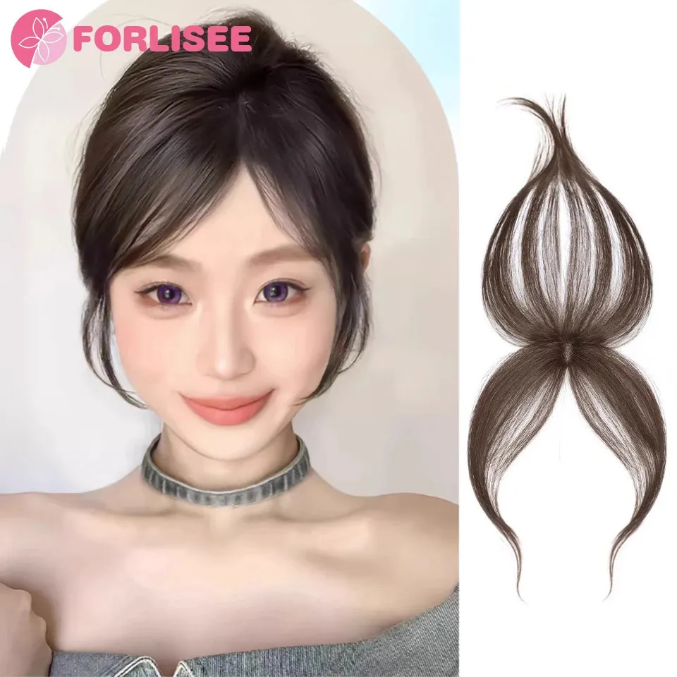 Forlisee Liu Hai Wig Kadınlar Yaz Fetal Saç Liu Hai Doğal Görünmez Alın Onarım Aracı Tracasess Patch Saç Çizgisi Wig 240423