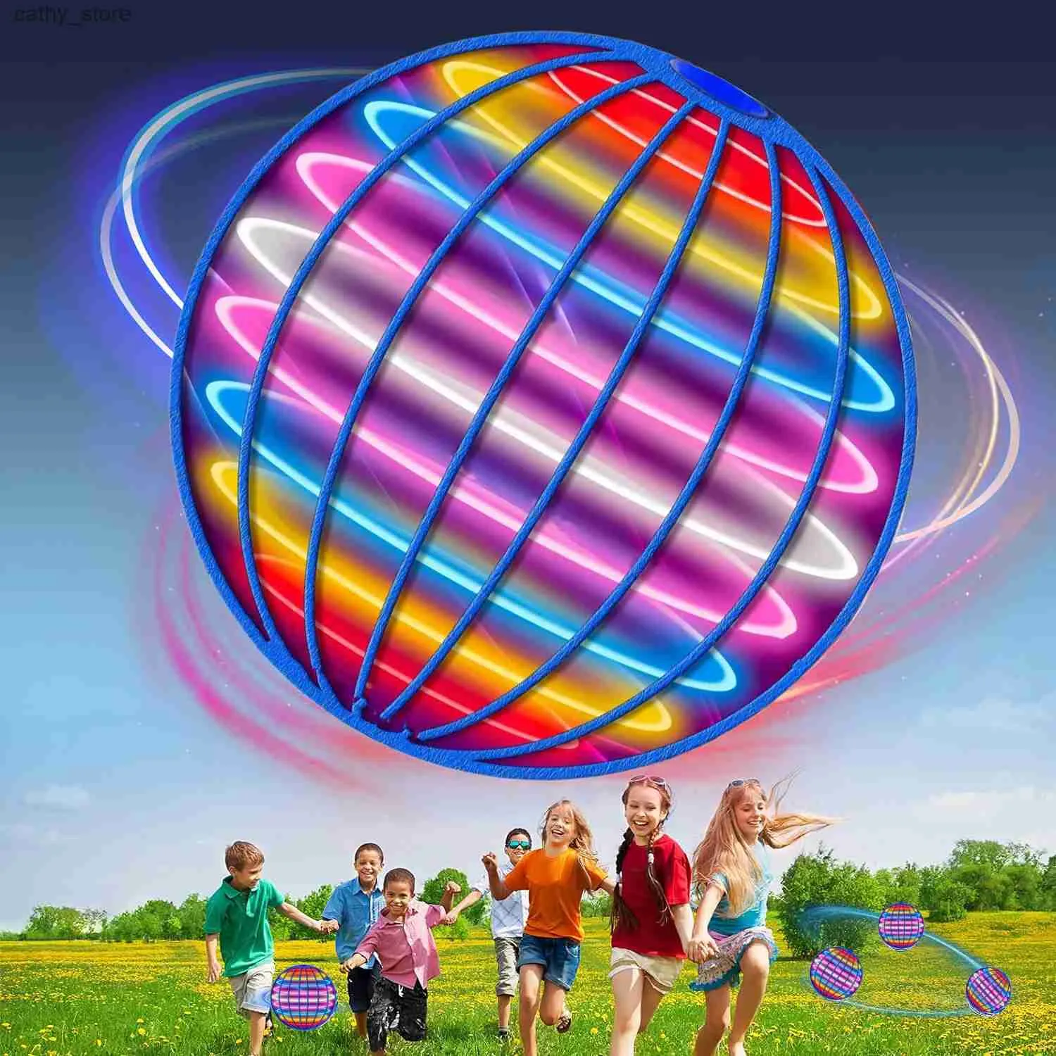 ألعاب Gun Toys Childrens Flying Ball شنقا ملونة LED التلقائي التلقائي كرة الدوران الأسود السحري كرة الطائرة كرة الأطفال هدية 2404