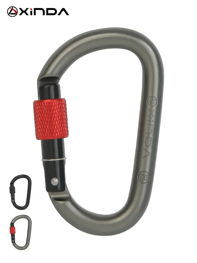 Tillbehör Xinda Rock Climbing Carabiner 25KN DSHAPE SCREW GATES LOCK ALUMINIUM Legering SRT Mountaineer Outdoor Equipment Tools Tools