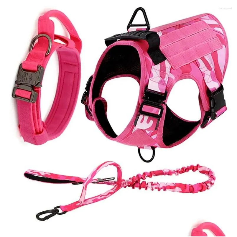 Collari per cani guinzaglio del cablaggio militare colletto set di guinzaglio rosa Colore da pet tattico addestramento tattico Pastore tedesco per grande m dh9zj