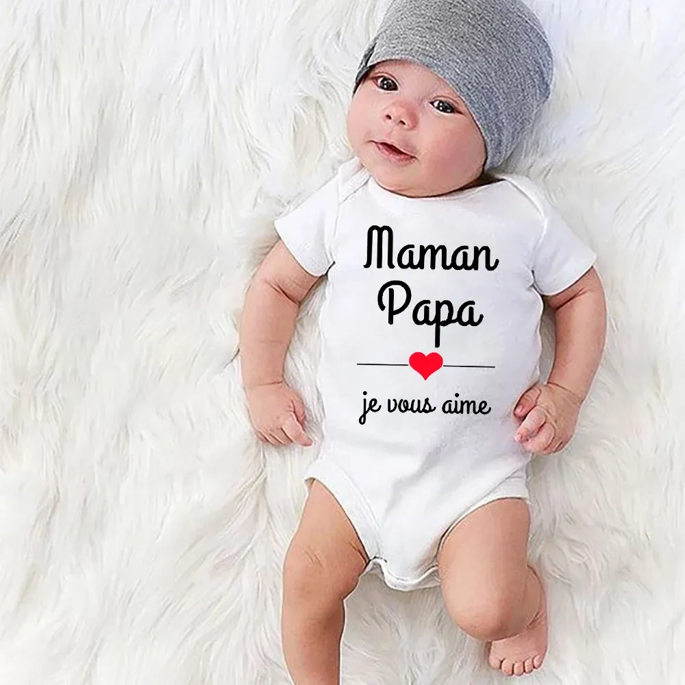 One-Pieces Mom Dad I Love You Baby Bodysuits Mothers Day Infant Outfit Fathers Day New Born Boys Girls Clothes Mothers Day Fathers Day Gift