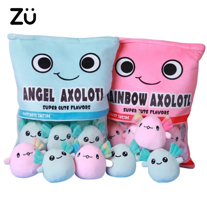 Coussins mignons axolotl peluche toys un sac de 6pc mini axolotl dessin animé salamandre poupées softs canapé greeours copine