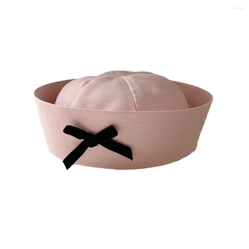 Berets Bowknot Bow Beret Fashion Dome Flip Eaves Sailor Hat JK Cosplay Navy Cap Girl