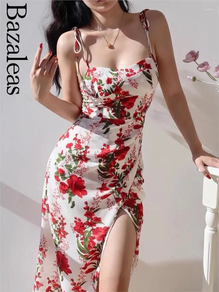 Chiffon Print Sexy Strap V-neck Backless Red Dress Chiffon Print Sexy Strap V-neck Backless Red Dress