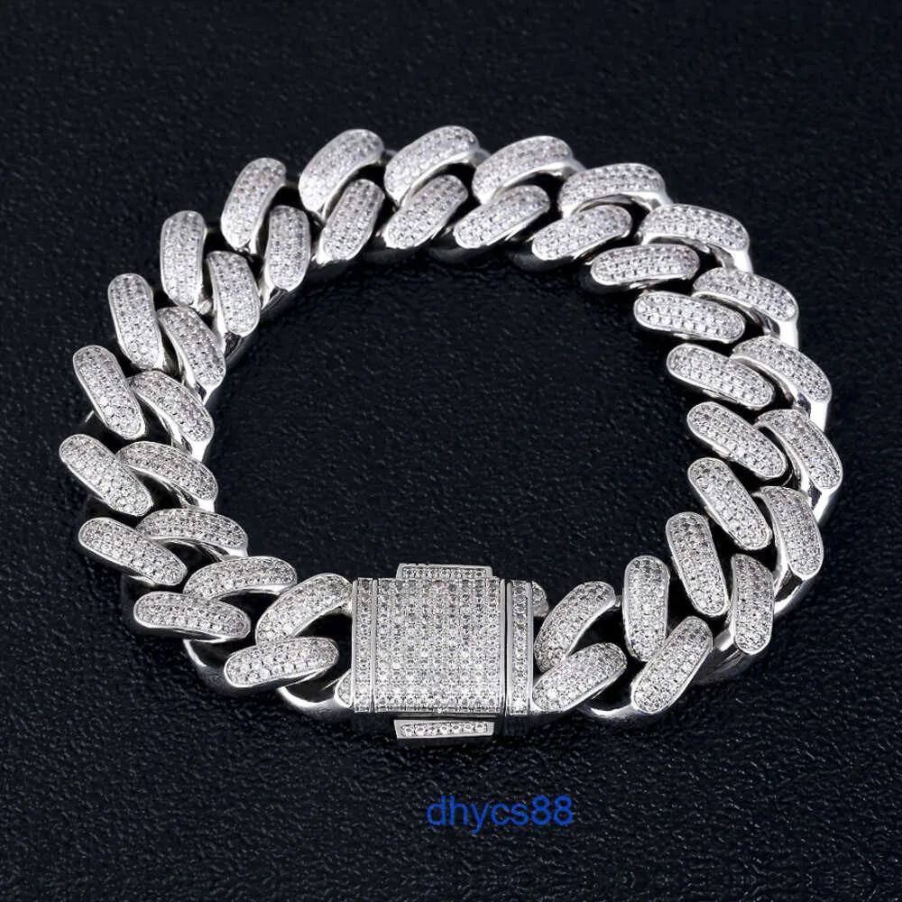 Groothandelsprijs 18 mm CZ Diamond Miami Chain Bracelet Hip Hop Cuban Men Boy Sieraden 14K Gold Poled Iced Link