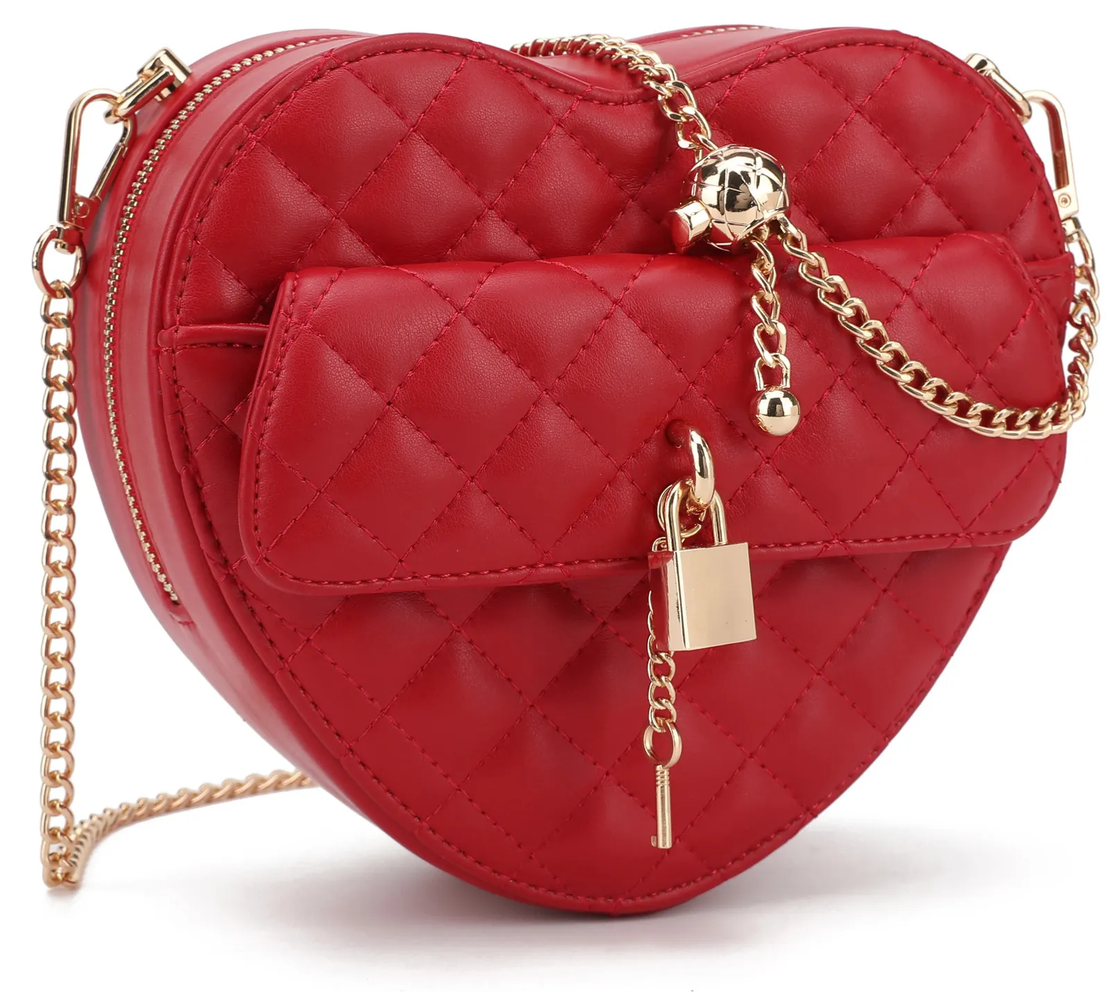 Модная форма формы сердца перечисленная кошелька для женщин для женщин застегивается на плечо с мешочкой алмазной решетки сумочка 240418