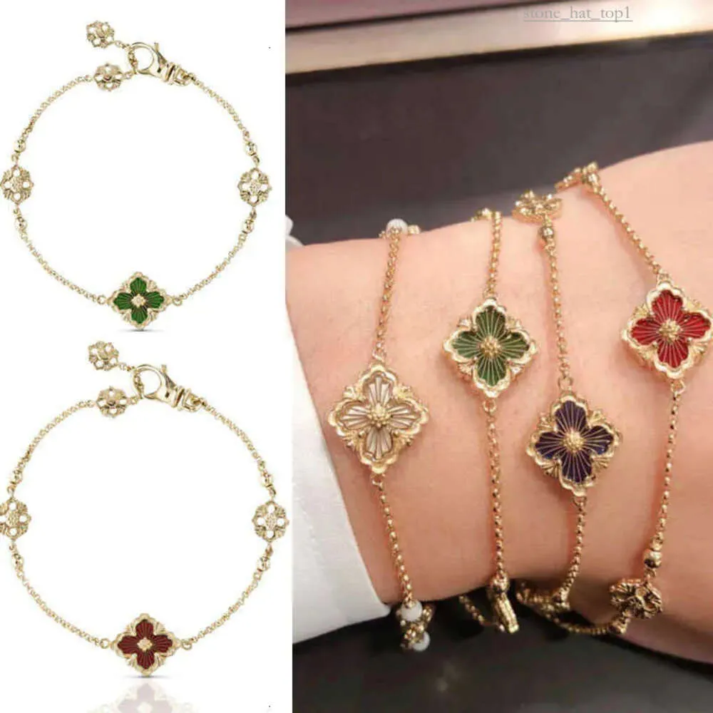 Buccellati bracelet designer Top Four Leaf Grass Italian Diamond Brushed Necklace Bracelet Collar Chain Can Be Double Sided luxury Fashion bracelet for women 6729