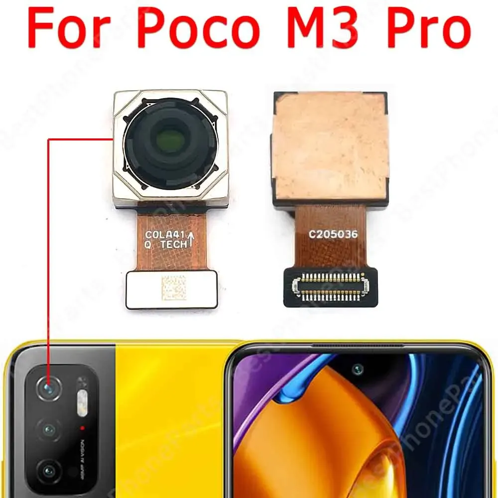 Modules Original Rear Back Camera For Xiaomi Mi Poco M3 Pro Main Backside View Big Camera Module Flex Replacement Repair Spare Parts