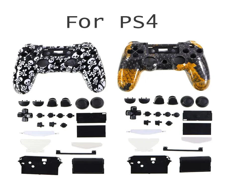 Skull Hydro Dopped Shell Case Mod Kit för PlayStations 4 PS4 Controller Black Buttons9605458