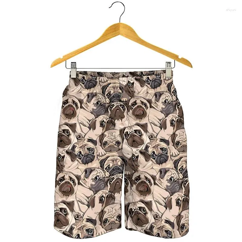 شورت الرجال لطيف الحيوانات الأليفة Pug ​​Dog 3d Print Beach Kids Summer Street Street Shorts Short Short Men Surf Surf Switch Trunks Cool