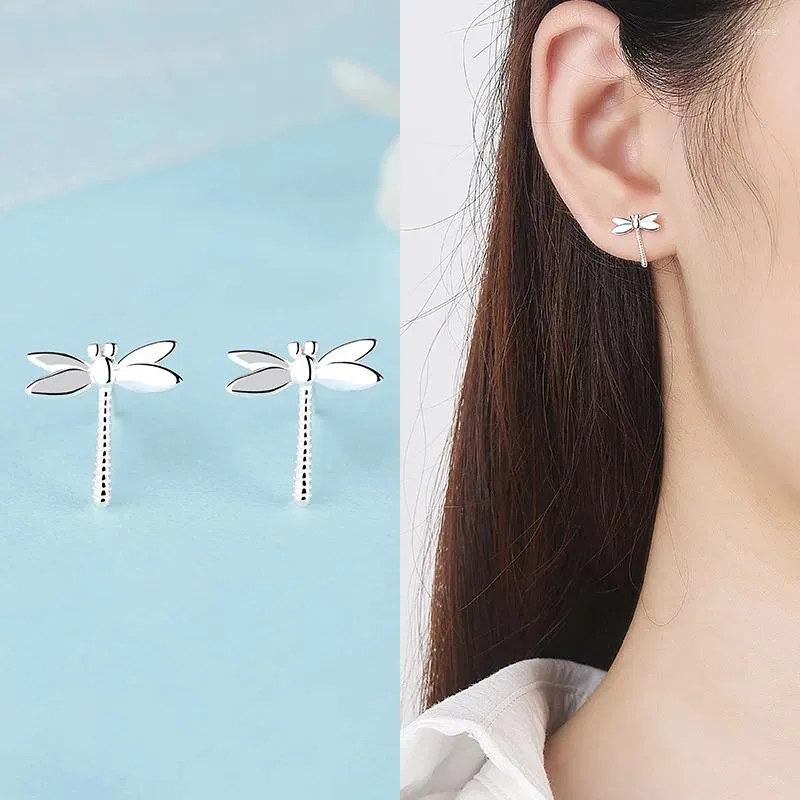 Boucles d'oreilles étalons simples libellule 925 Bijoux d'oreille à aiguille en argent pour femmes brincos femelles oorbellen fashion mignon filles cadeaux