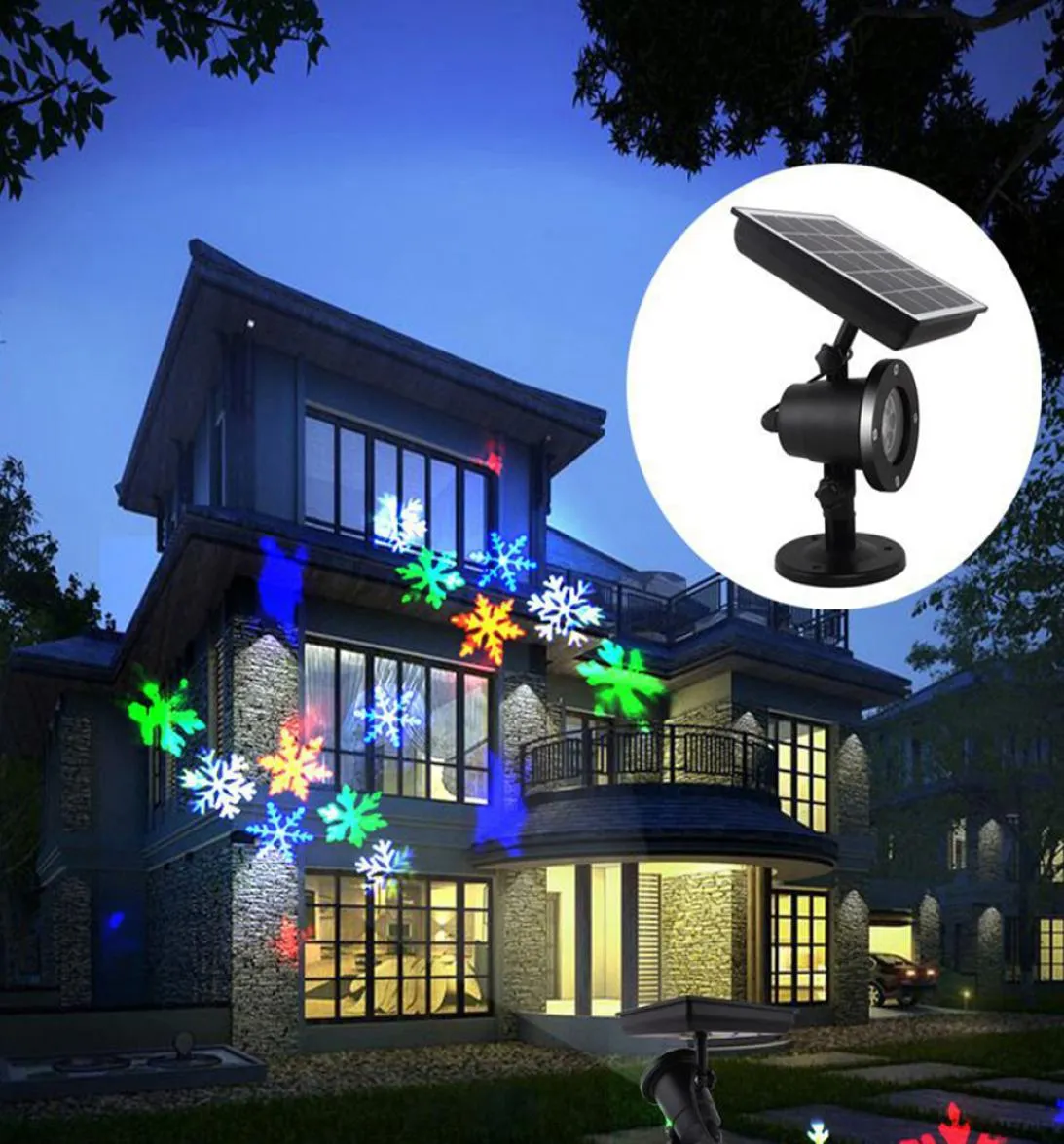 SOLAR POWERED LED Laser Projector Moving Snowflake Disco Light Waterproof Christmas Stage Lights Outdoor Garden Landscape Lamp9974238