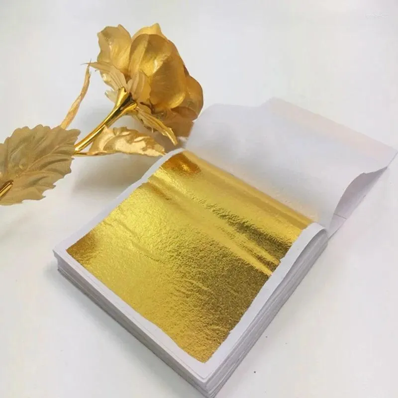 Zapasy imprezowe 100pcs naśladowanie złota srebrna folia papierowa arkusz liści złocie