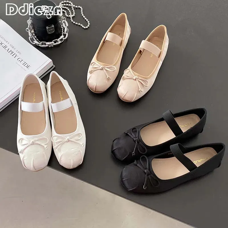 Ballet Flats In Sandals Ladies Women Lolita Casual Outside Atutmn Fashion Slides Butterfly Knot Female Mary Jane Shoes d