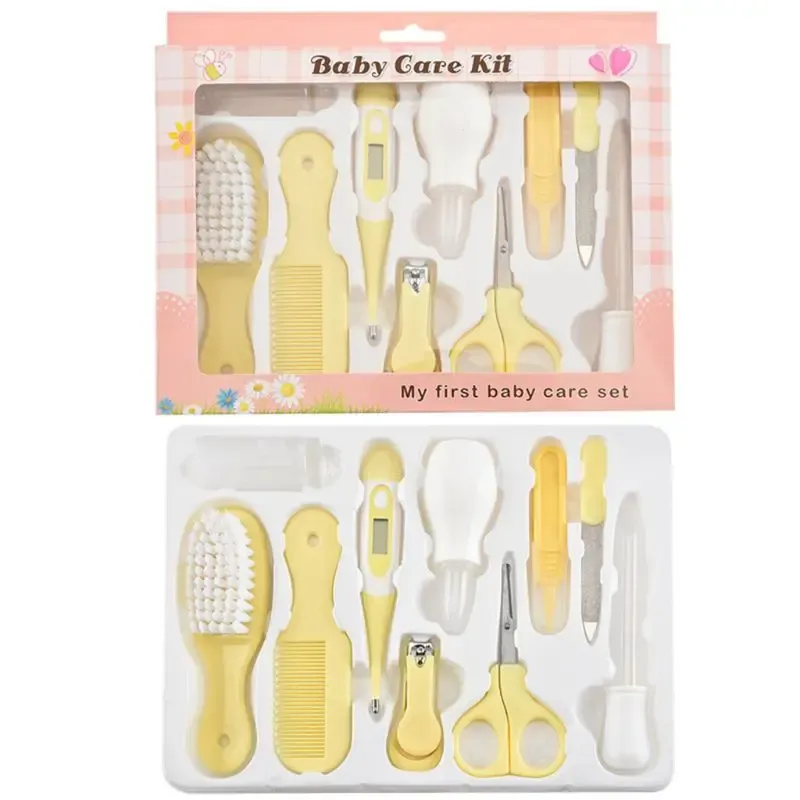 Toys Mutiuse Nyfödd spädbarn Kid Health Care Set Nail Hair Brush Thermometer Bekväm daglig Baby Hår Brush -vård Kit 10st