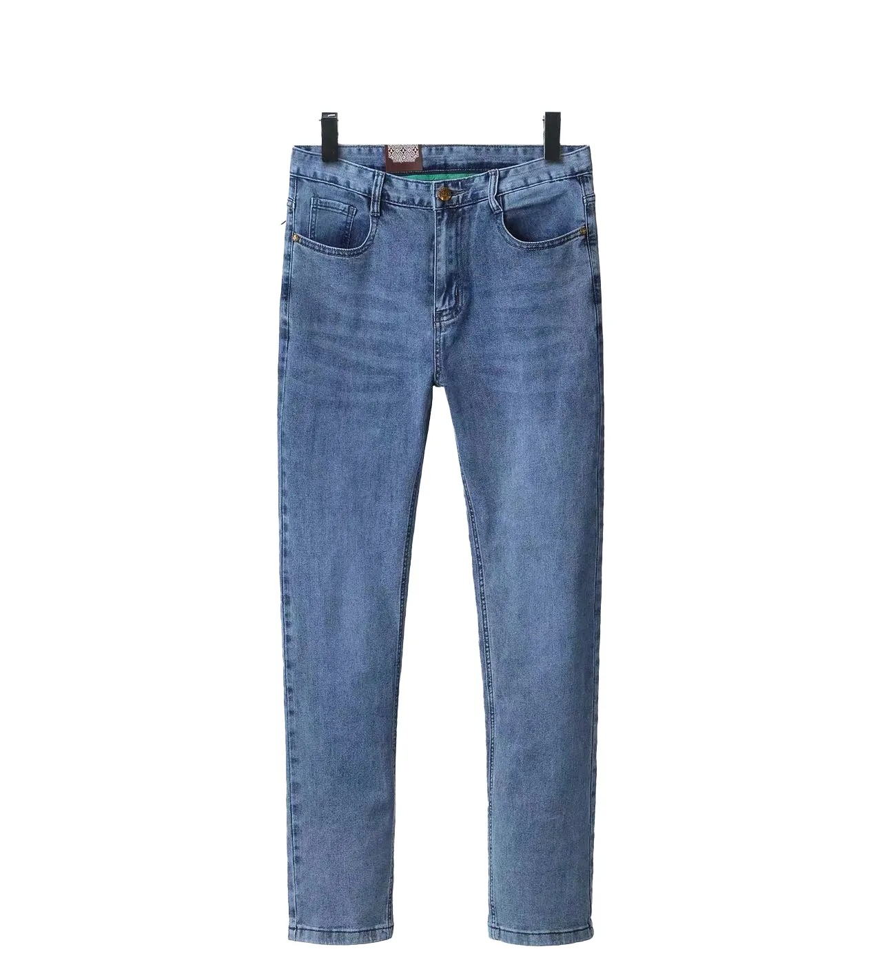 Donne che goffano classiche a quattro foglie Modello di trifoglio foglia casual pantaloni in denim dritti dritti pantaloni lussuosi jeans ad alta qualità femmina gamba dritta pantaloni primavera estate