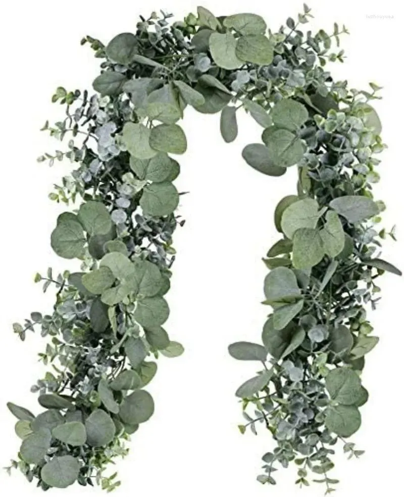 Fleurs décoratives 5,9 'long fausse fausse argent artificiel Dollar Eucalyptus Feuilles de verdure de mariage arc arc swag.