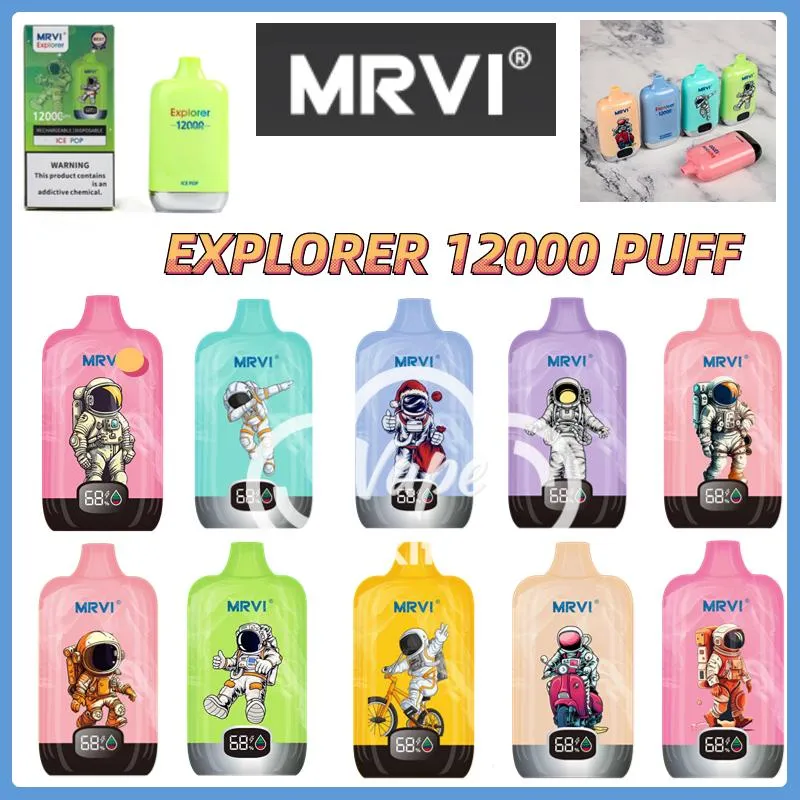 Original MRVI Explorer puff 12000 Puff Bar ELF BOX Digital display 12000 puff disposable vape Puff 12k e cigarette Prefilled 22ml Cartridge VS bang king 12000