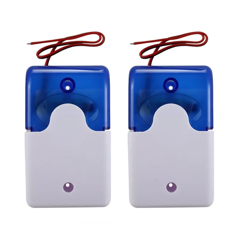 Accessories 2X Mini Wired Strobe Warning Siren Durable Dc 12V Sound Alarm Flashing Light Sound Siren Horn Alarm System 115Db Blue