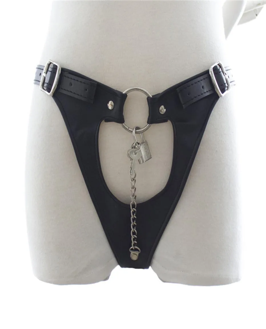 Belt Faux Leather Fe Sexy Fetiche Bondage Briefs com Lock Games Adult Games Sex Products For Women 179014535774