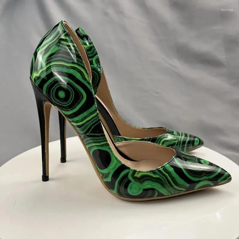 Dress Shoes D'Orsay & Two-Piece Fluorescent Green Super High Heels Party Sexy Ladies Brand Design Pointed Big Size Women