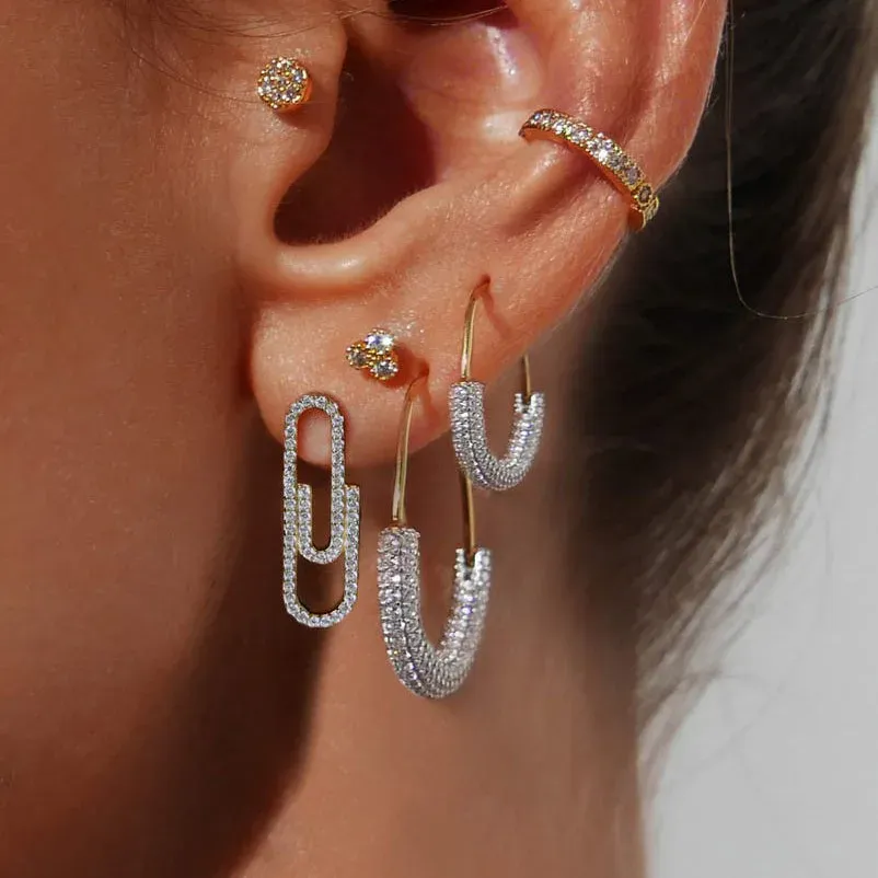 Boucles d'oreilles Nouvelles boucles d'oreilles à broches en sécurité zircon pour les femmes Hop Hop Métallines Hanging Moucles d'oreilles en gros de bijoux accessoires