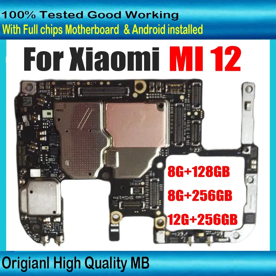 Antenne 256 GB Unlockiertes Mainboard für Xiaomi 12 MI 12 Motherboard 128G Logikscheibe mit vollständigen Chips 100% Original -Hauptplatine für Xiaomi 12