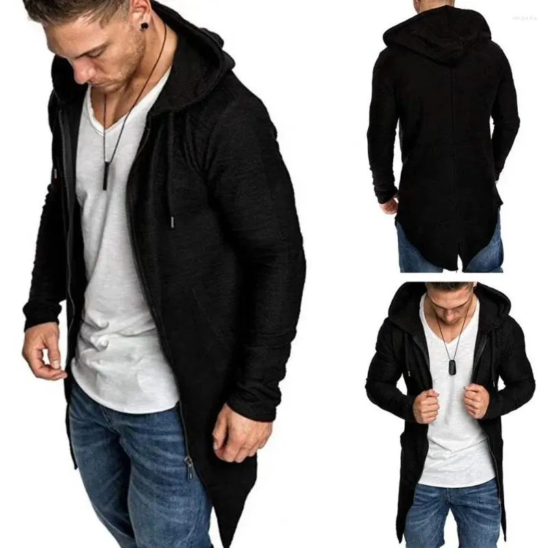 Heren Trench Coats Men Coat Outsyar Slim Pure Color Jacket Hooded Herfst Winter Hoodie voor dagelijkse slijtage