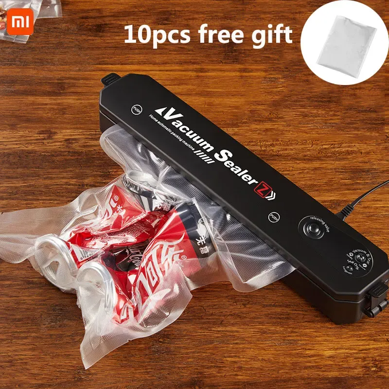 Väskor Xiaomi Hushåll Matvakuumtätningsförpackning Hine Film Sealer 220V/110V Vakuumförpackare med 10st Food Vacuum Bag Kichen Tool