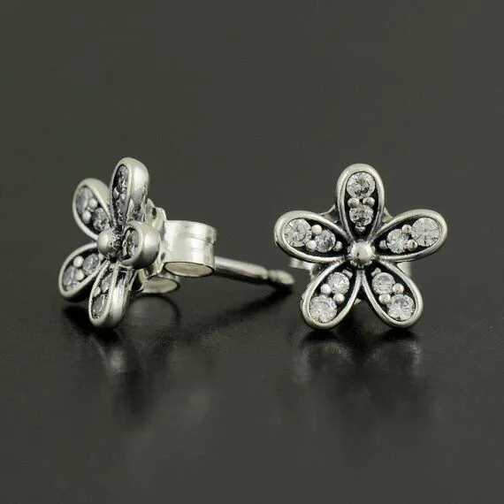 Echte 925 Sterling Silber Dazzling Daisy Ohrringe Klassische Ohrringe Schmuck 290570Cz Mode Geschenkohrringe