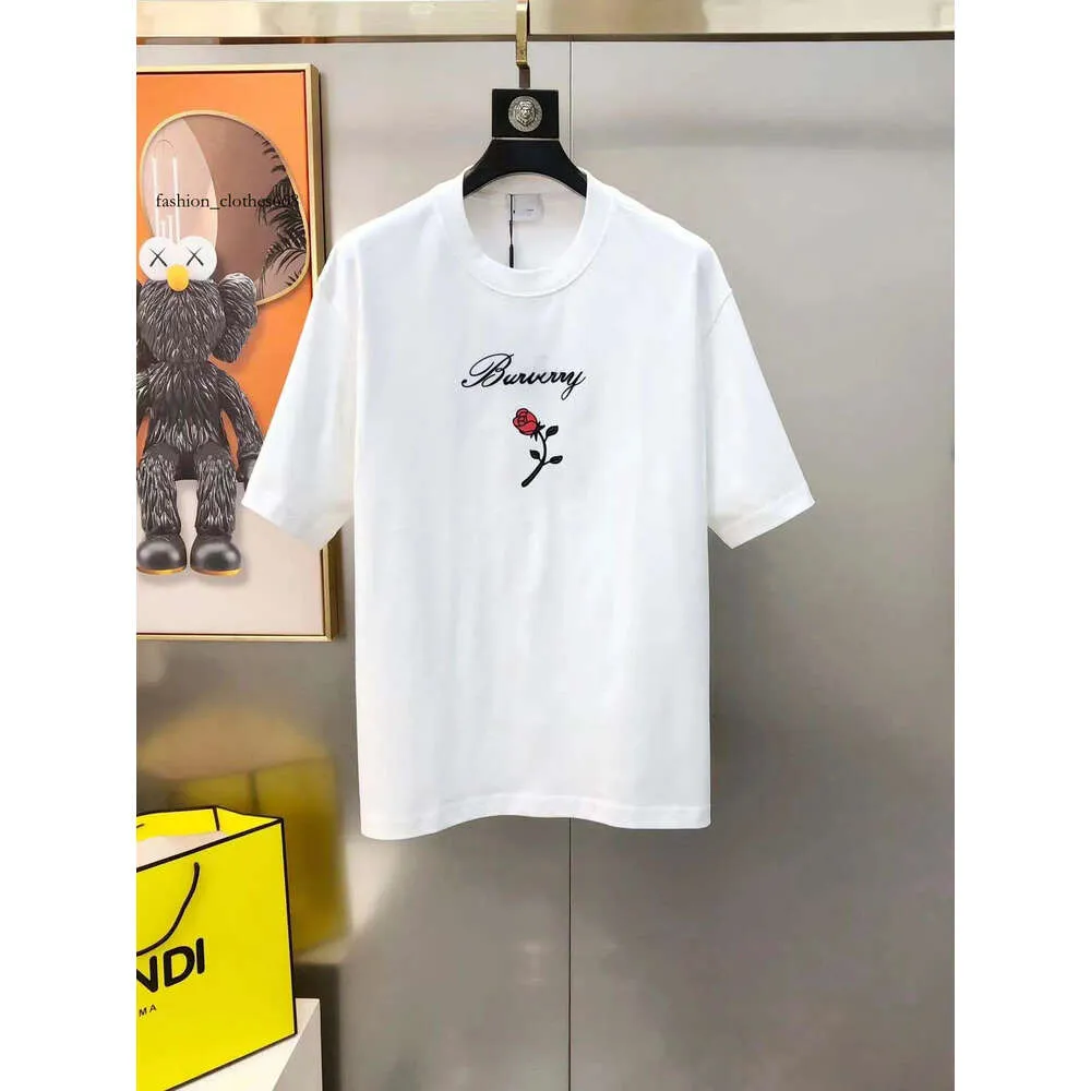Trendy top zomer Nieuw T-shirt flocking 3D Rose Letter Borduurwerk losse heren en dames S-3XL voor korte mouwen