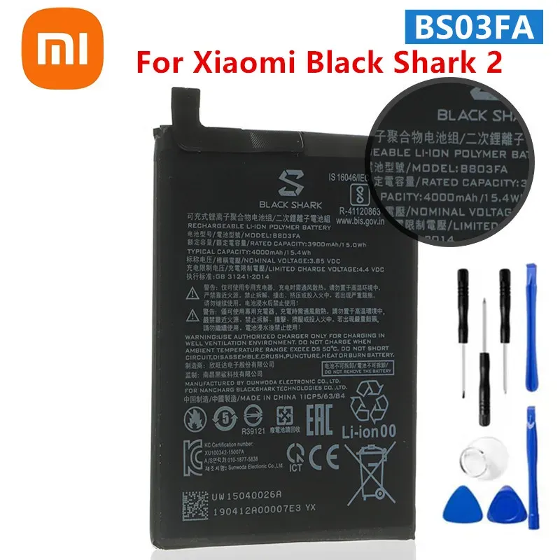 Batterier Xiaomi 100% Original 4000mAh BS03FA BSO3FA BB03FA -batteri för Xiaomi Black Shark 2 Black Shark 2 Pro BB03FA + Tools Xiao