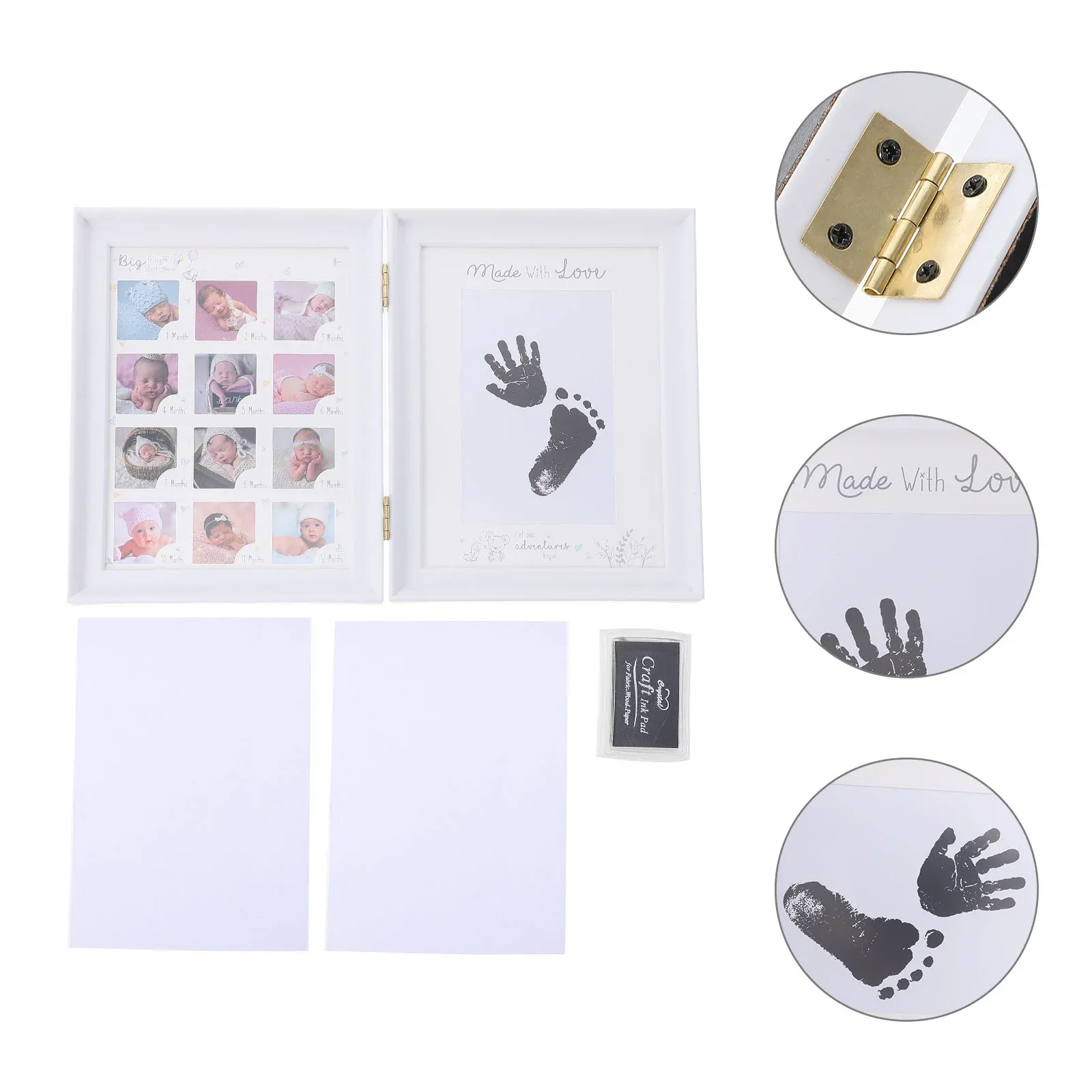 Macher Neugeborene Handabdruck Bilderrahmen Tintenpolsterfoto Set Tabelle Baby Footprint Kit schmücken mein erstes Jahr