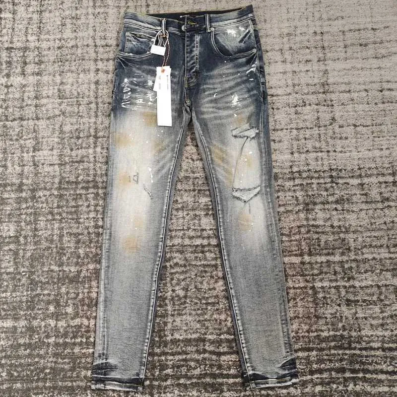 Erkekler kot pantolon jean moda punk sıçrama-mürekkep yağlı boya tasarımı ince denim pantolon sokak kıyafeti erkek streç kalem pantolon erkekler için 240423