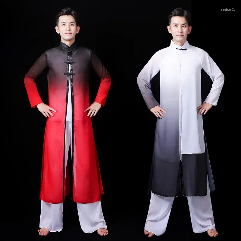 Stage Wear Chinese Style Ethnic Dance Performance Costumes Ink And Wash Han Tang Classical Men Traditional Yangko Folk Clothing