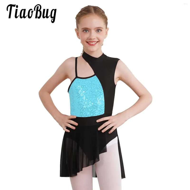 女の子のドレスチルドレン女の子クラシックダンス服の叙情的な緊張したタイトフィッティング体操バレエラテンスパンコールダンスウェア