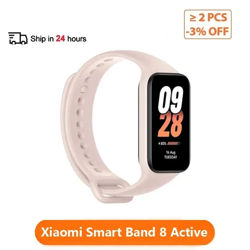 Pulseiras Versão Global Xiaomi Smart Band 8 Ativo 1.47 "Exibir à prova d'água 5ATM Blood Oxygen Monitorando longa bateria duração Sport Watch Watch