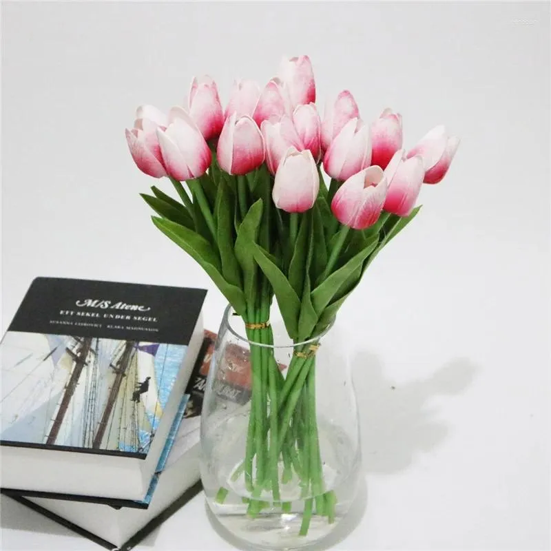 Decoratieve bloemen 10 pc's kunstmatige tulpen calla lely set simulatie pu nep bloem bruiloft decoratie feestjaar el home decor