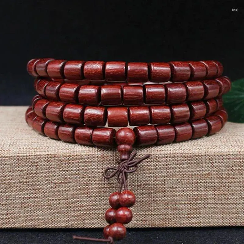Strand Zambia Red Sandalwood Barrel Bead Armband 108 Small Leaf Rosewood Products Rosary Hand String Buddha Pärlor